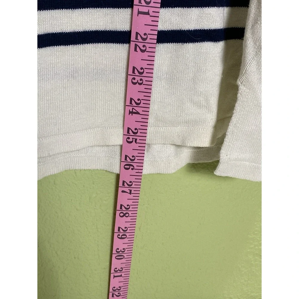 Chaps by Ralph Lauren Women's Size L Long Sleeve sweater navy stripes Coastal - Picture 5 of 6